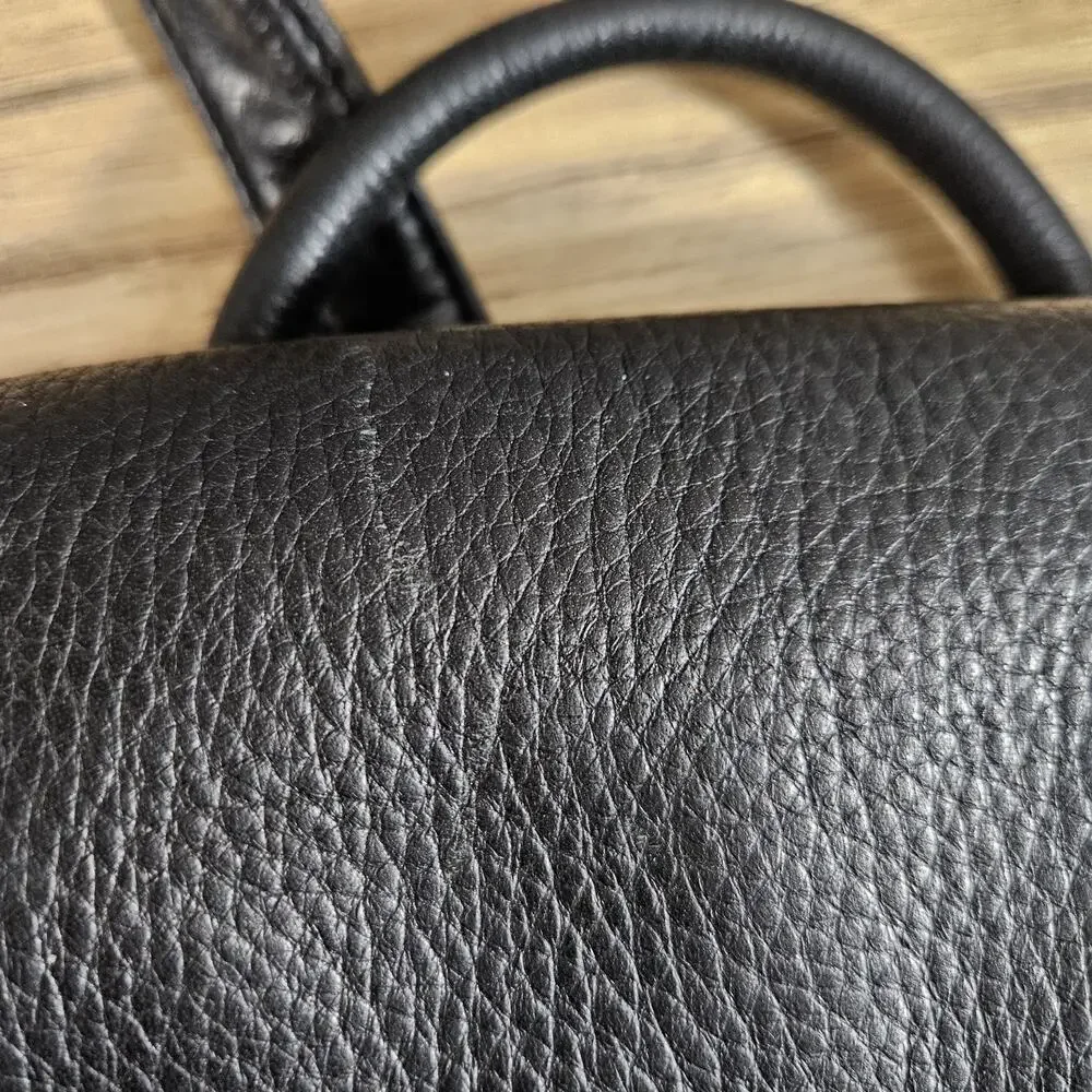Carriage House Pebbled Black Leather Backpack Y2K Classic Biker Chic Purse
